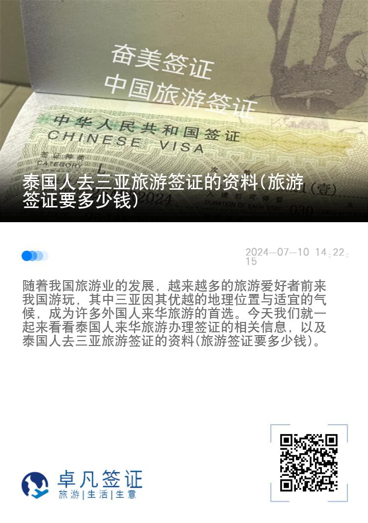 泰国人去三亚旅游签证的资料(旅游签证要多少钱)